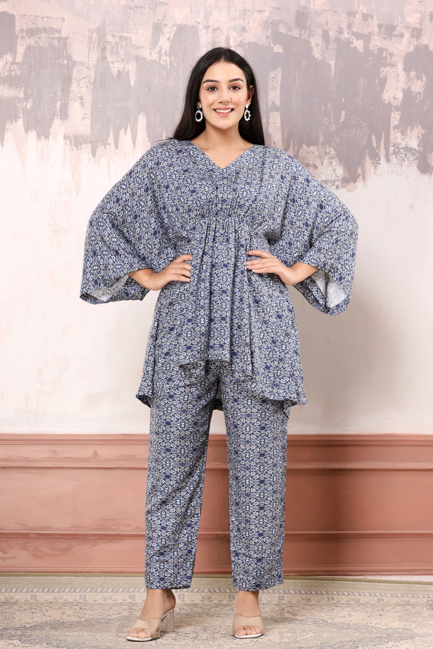 Moroccon blue kaftan co-ord set