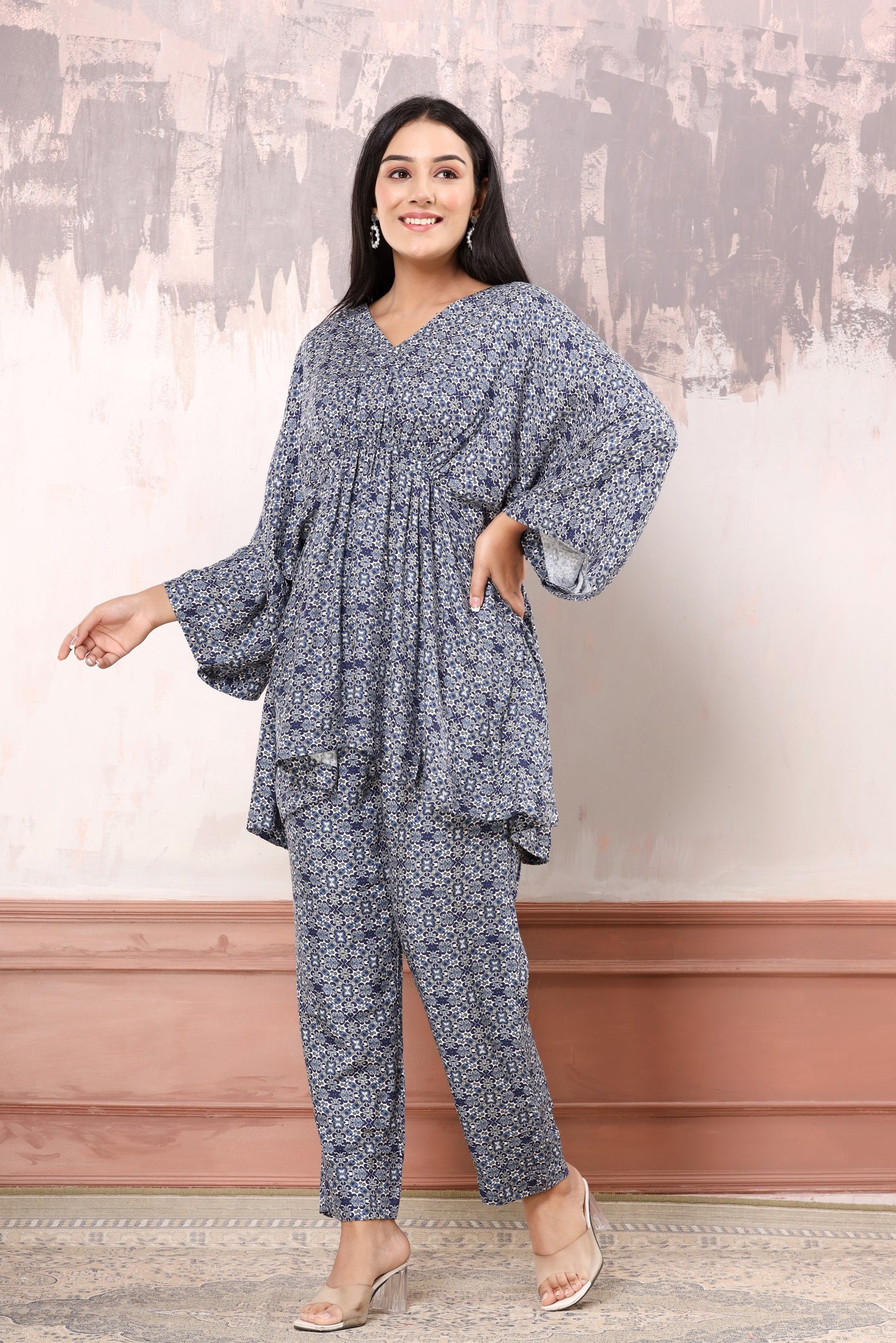 Moroccon blue kaftan co-ord set