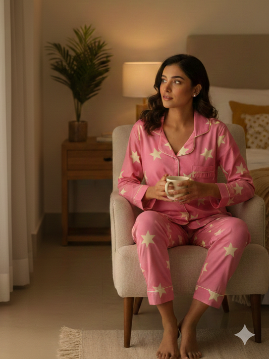 Pink starry pop pj set