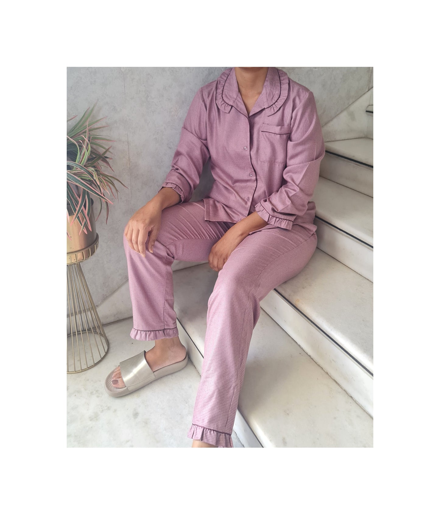 Pink plaid pj set