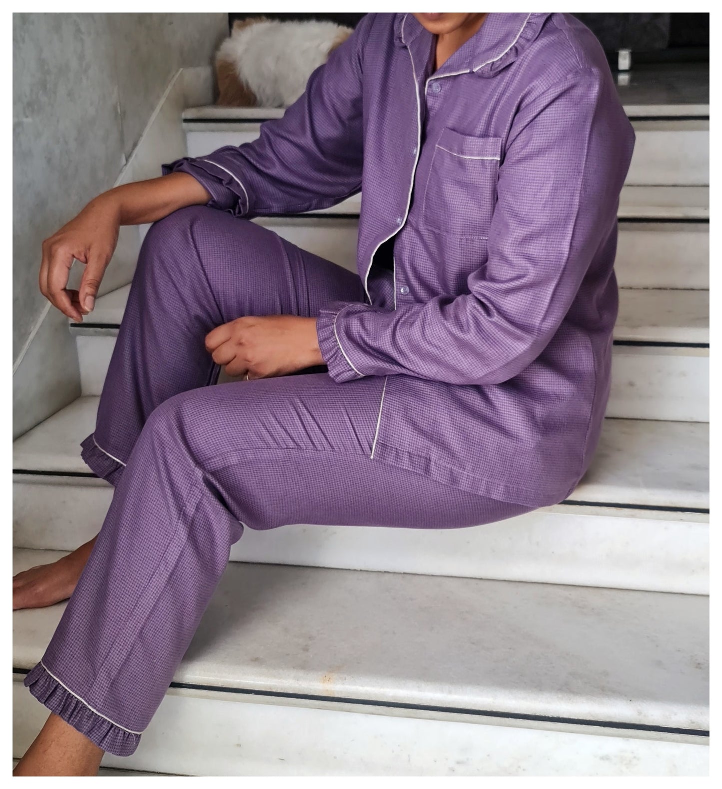 Purple plaid pj set