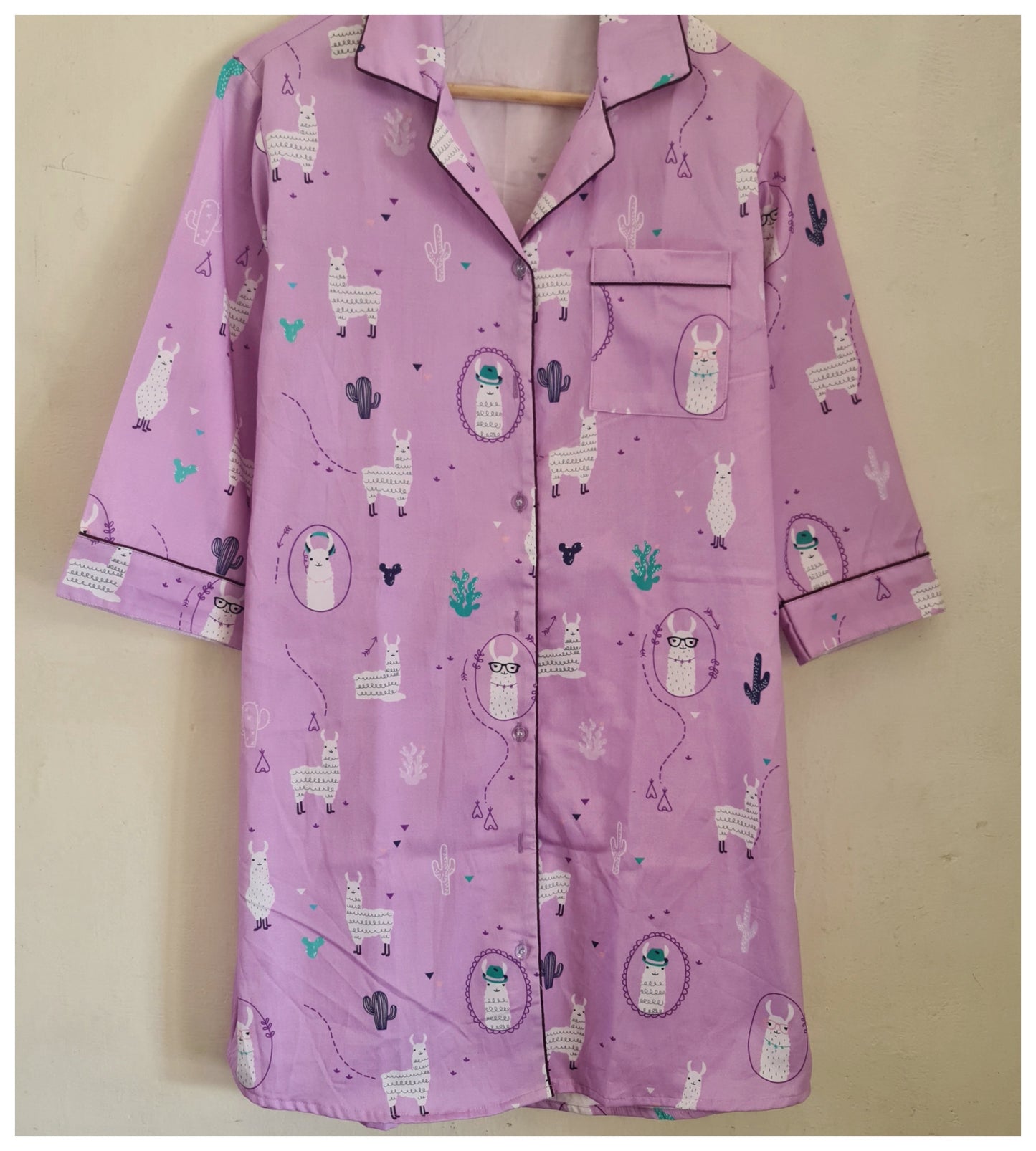Lilac Llama print pj set