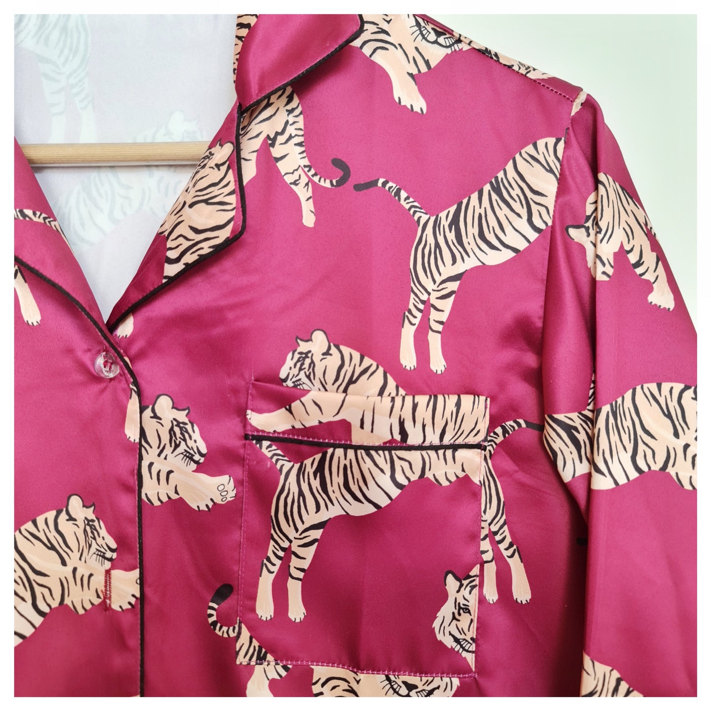 Magenta Tiger satin pj set
