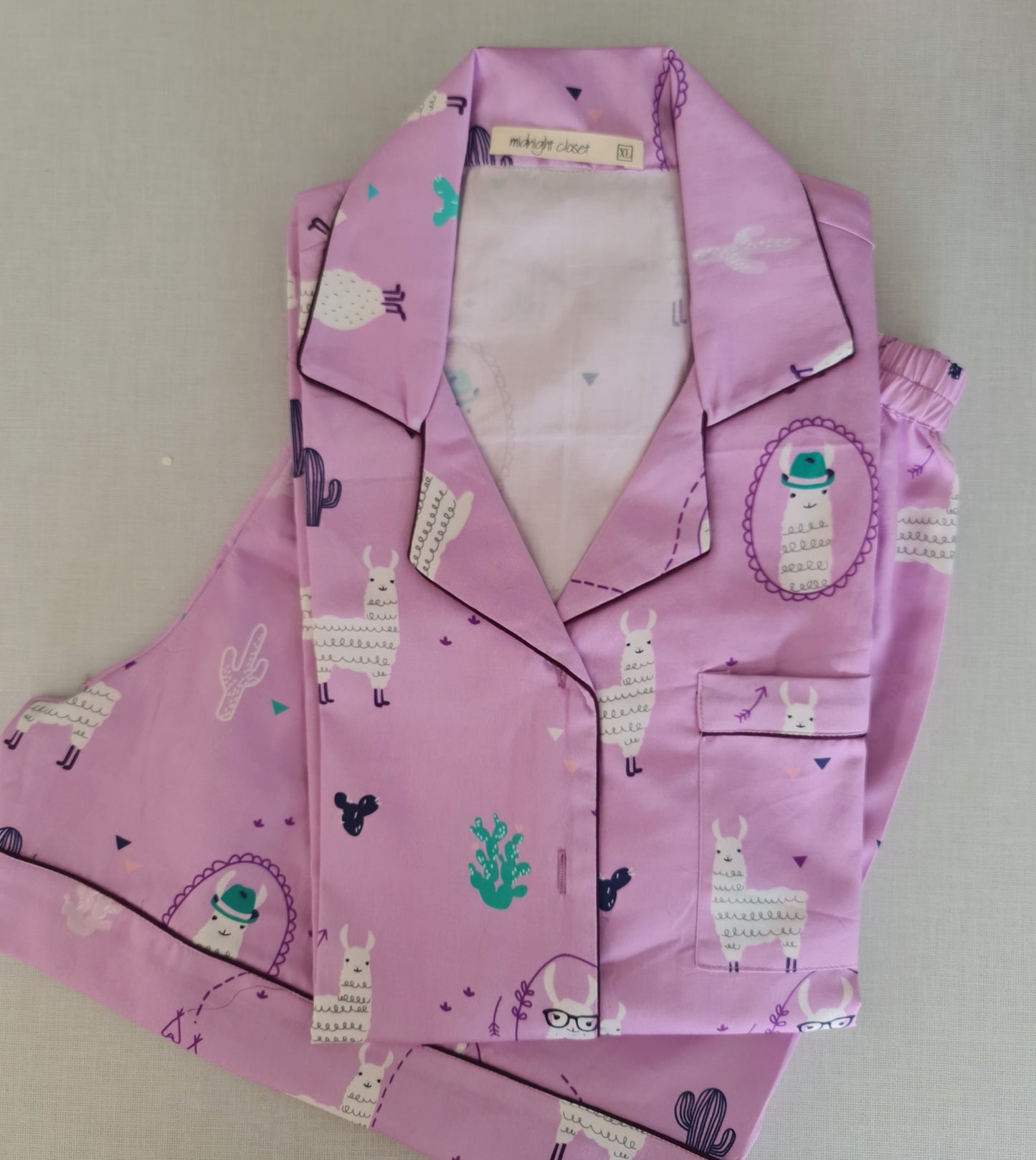 Lilac Llama print pj set