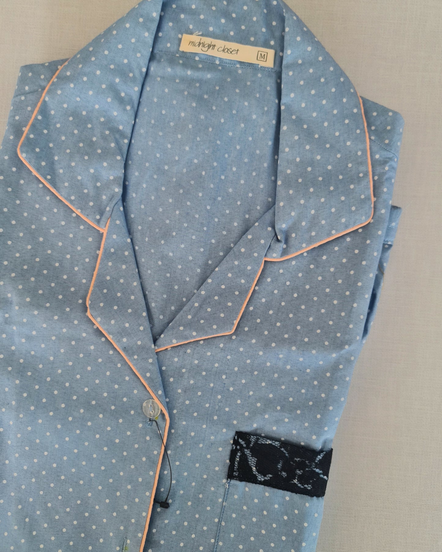 Female Denim blue dotted short set