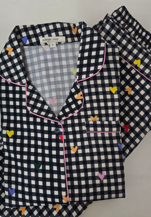 Checkered heart pj set