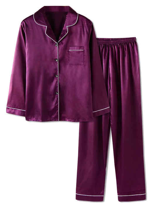 Wine purple satin set