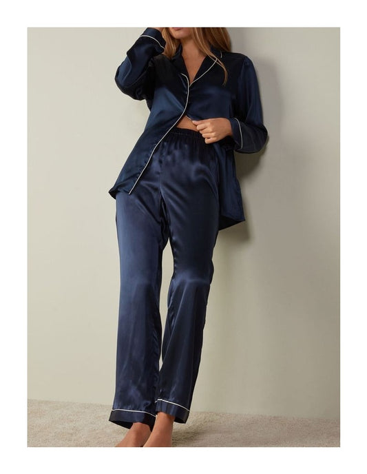 Navy blue satin pj set