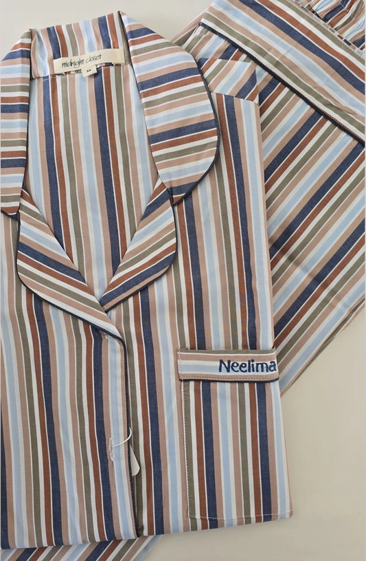 Caramel striped pj set