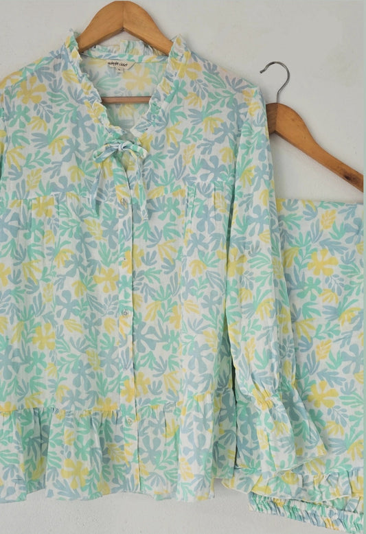 Mint breeze floral pj set