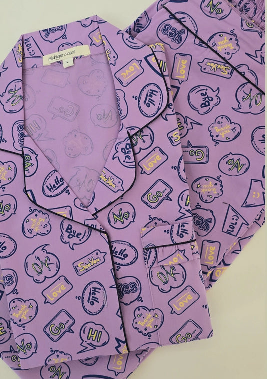 Lilac doodle pj set