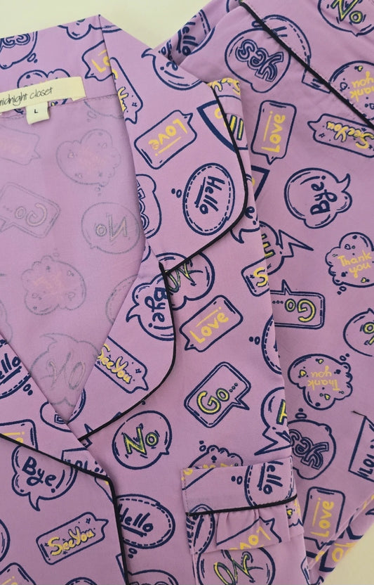 Lilac doodle pj set