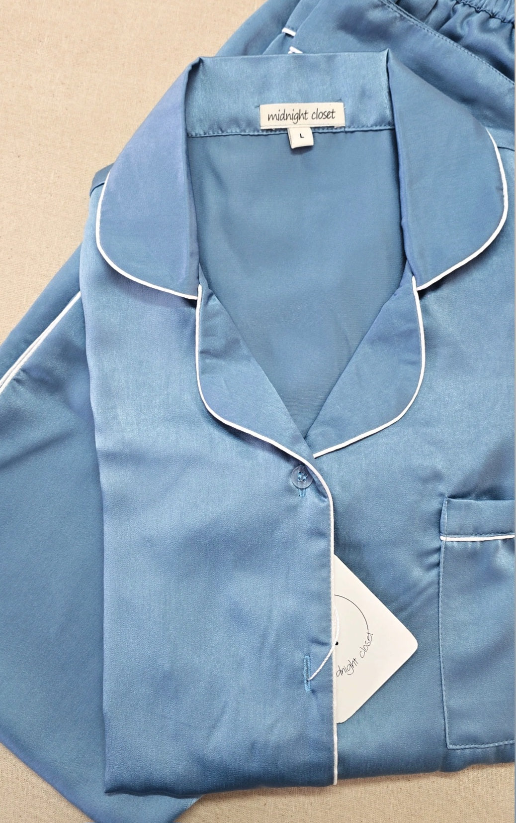 Steel blue satin pj set