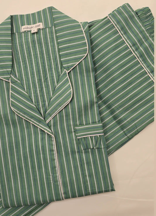 Sage striped pj set