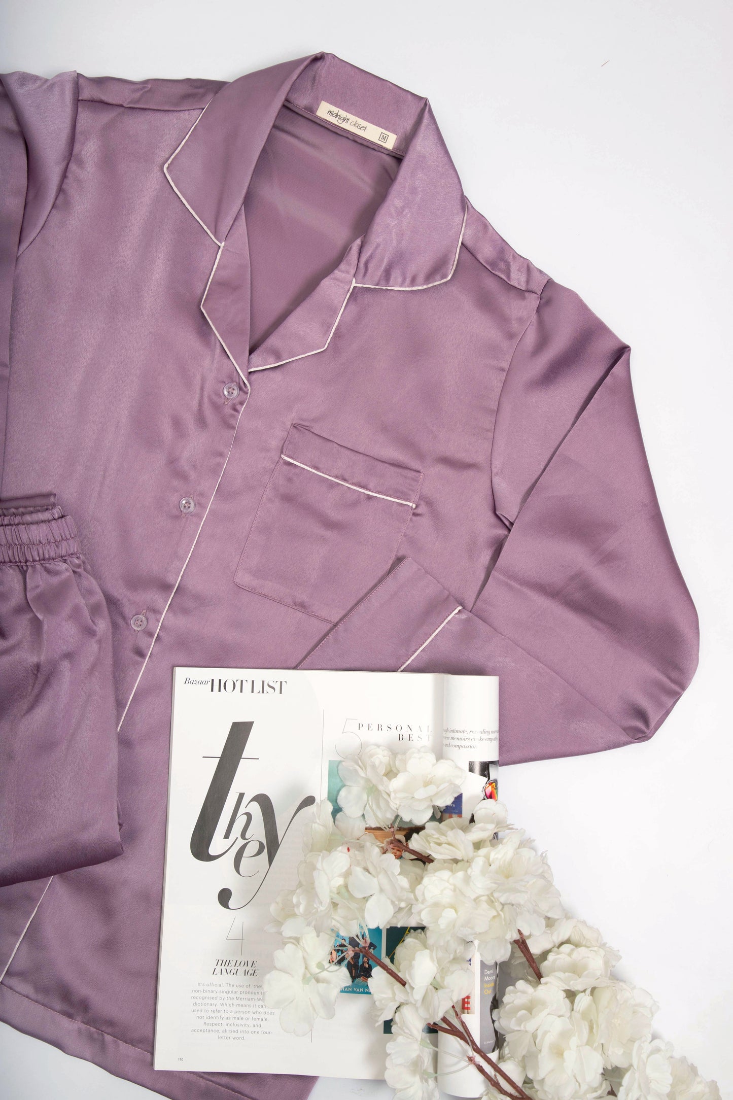 Lavender satin pj set