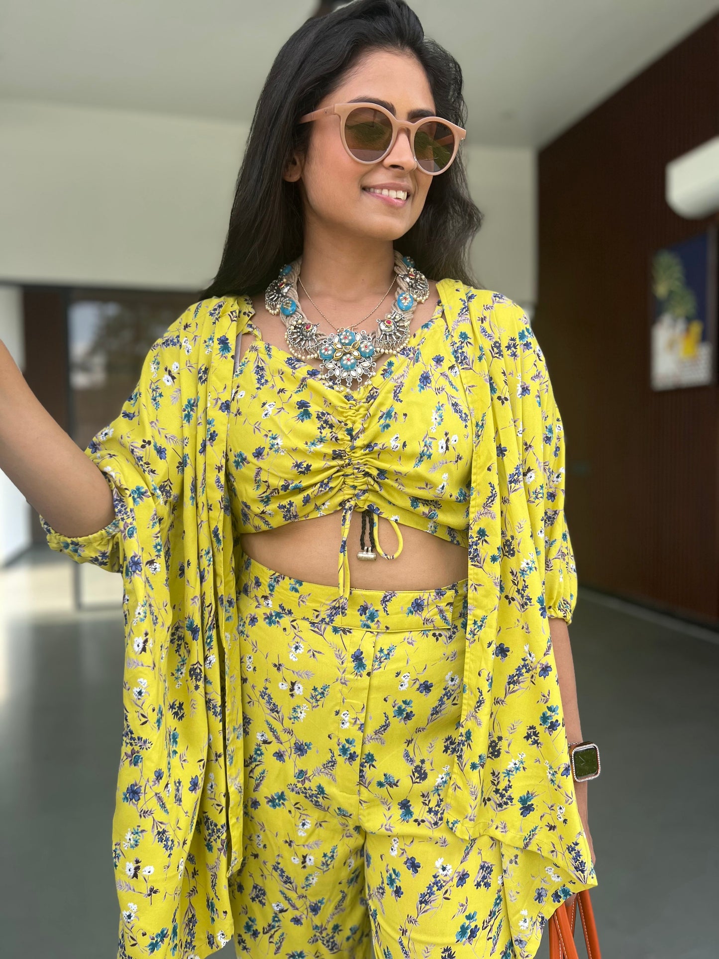 Yellow floral 3pc co-ord set