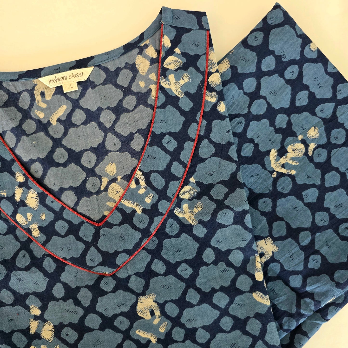 Blue block print loungewear set