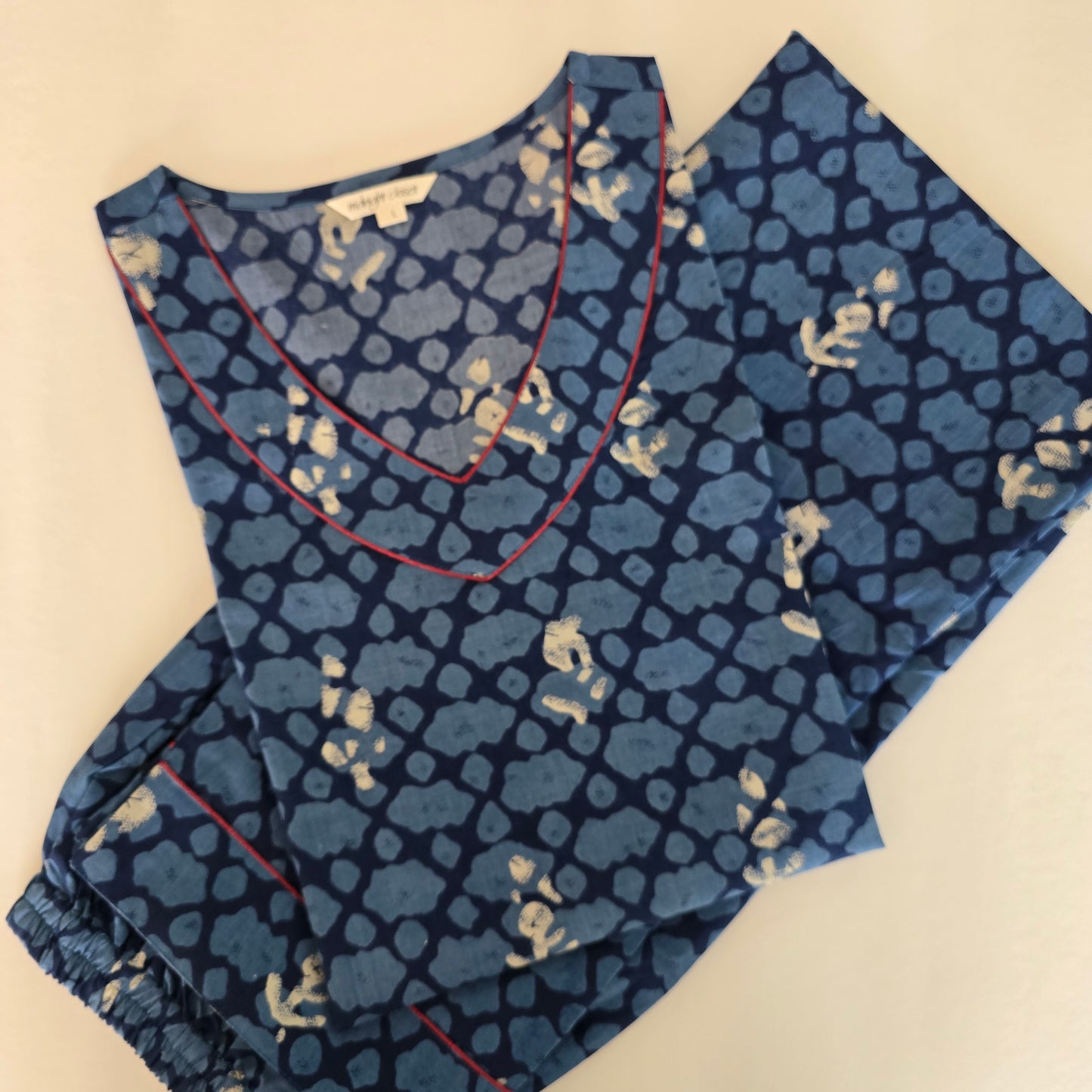 Blue block print loungewear set