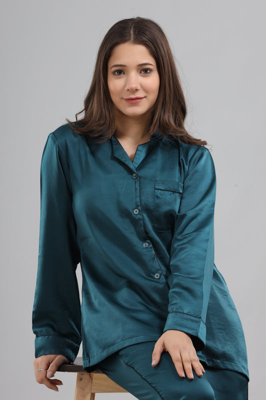 Bottle Green satin PJ set