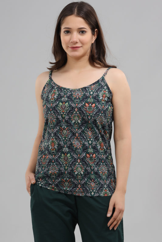 Green floral 3 pc loungwear set