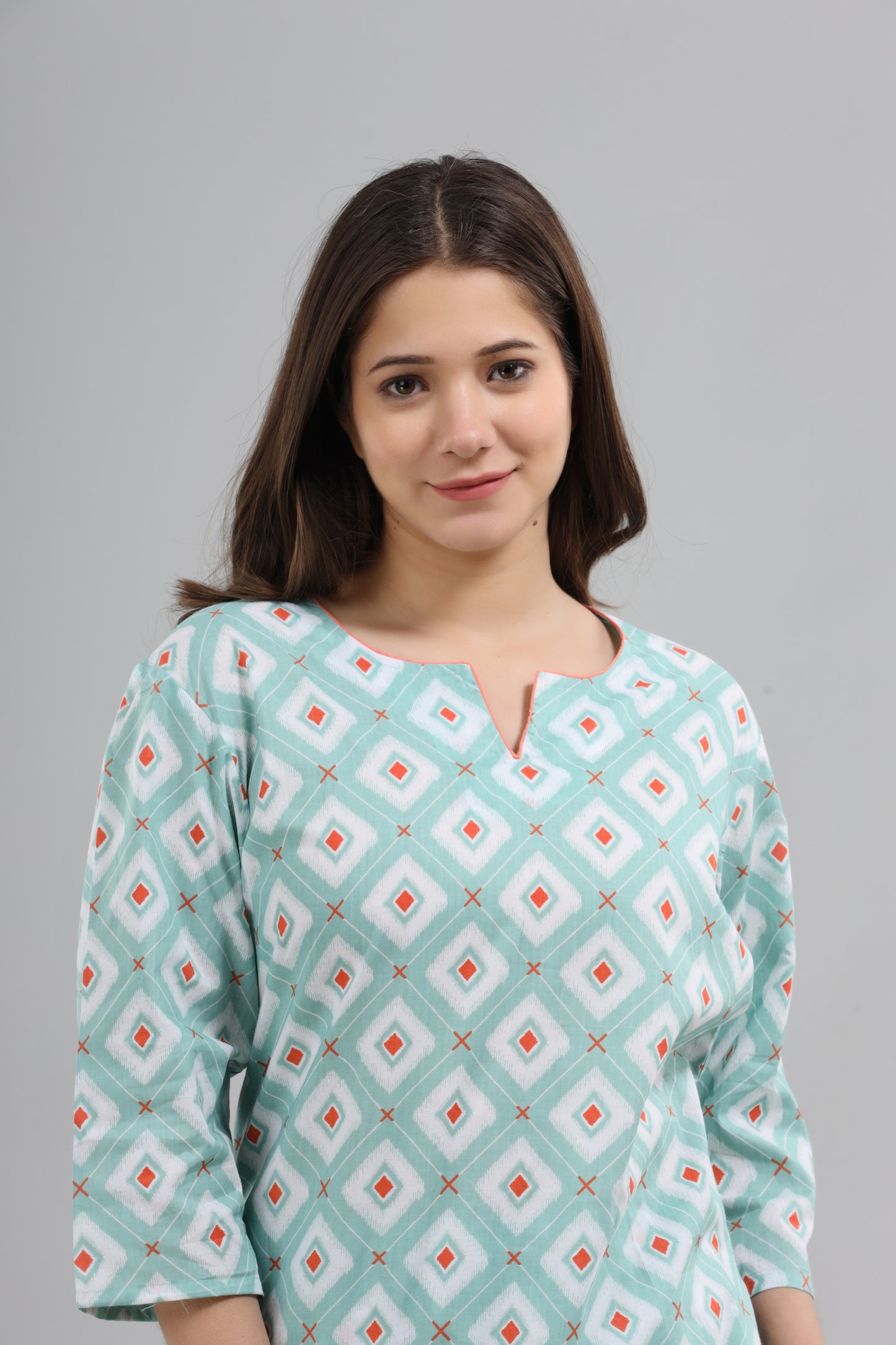 Ice blue & orange printed loungewear