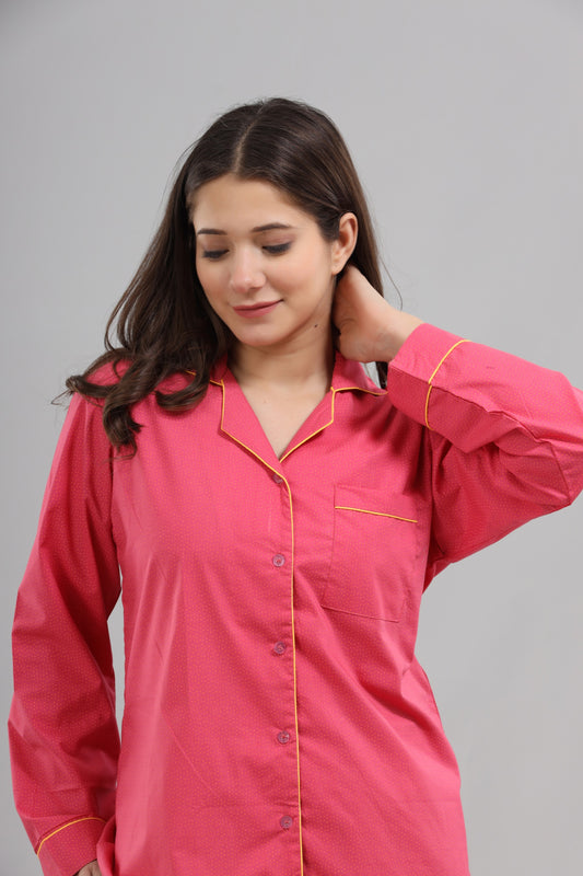 Hot pink yellow dotted print