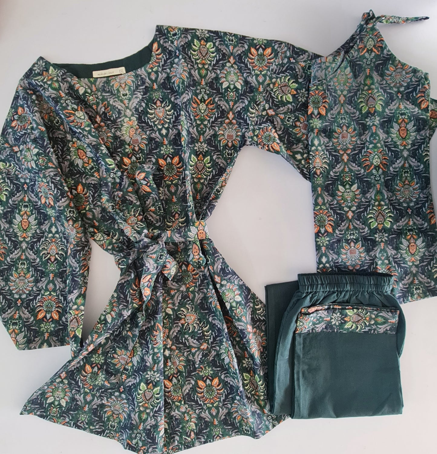 Green floral 3 pc loungwear set