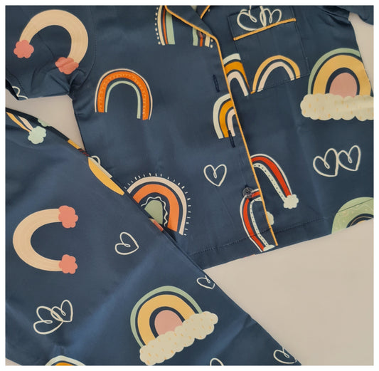 Navy blue rainbow  print