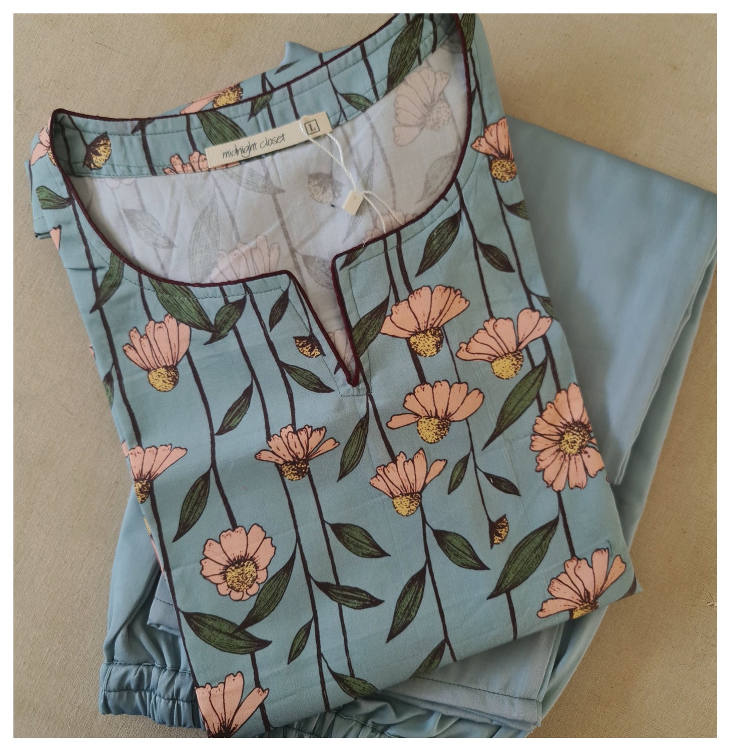 Blue peach floral loungewear