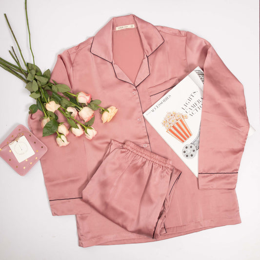 Dusty Pink satin pj set