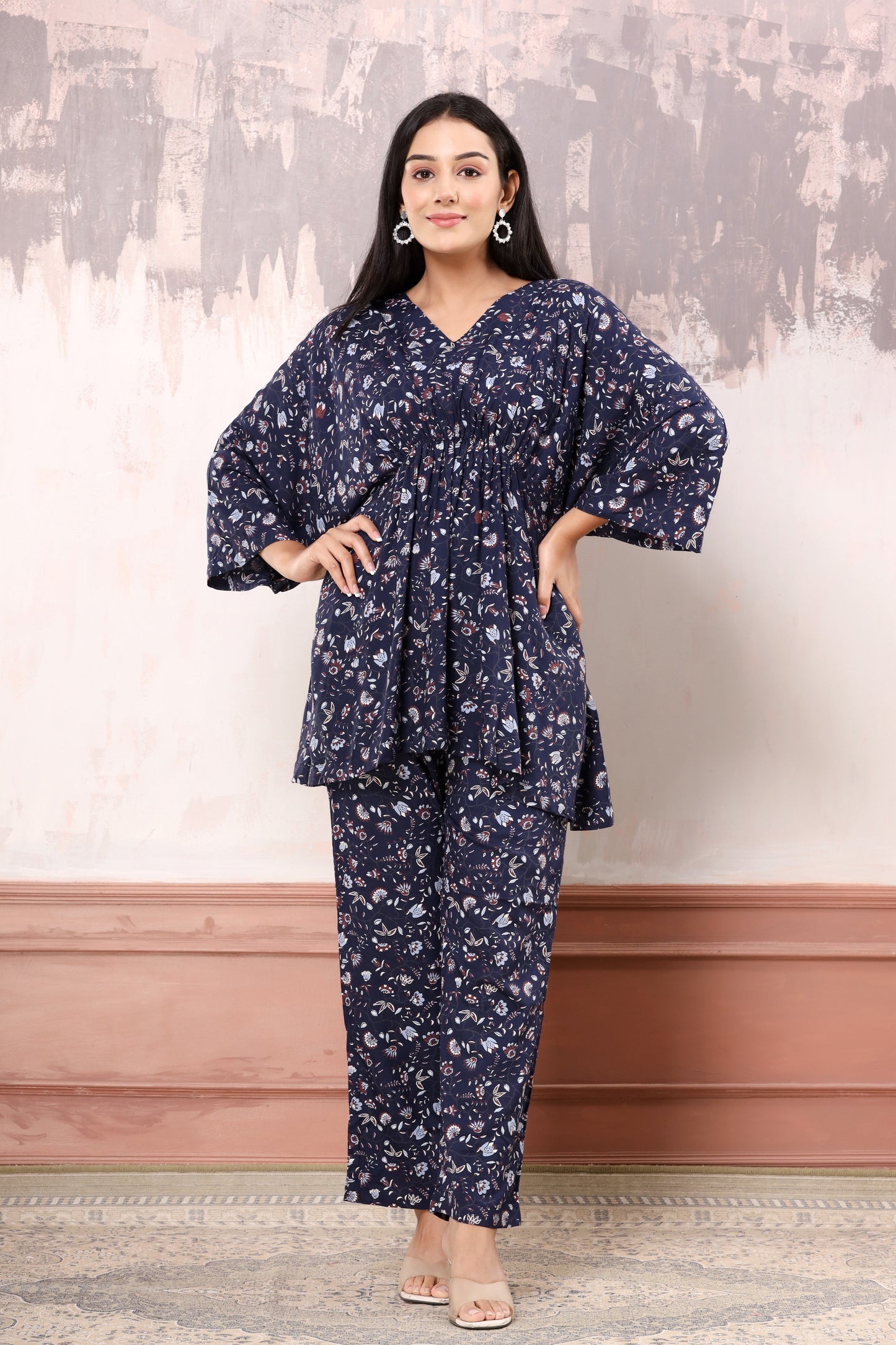 Blue floral kaftan co-ord set