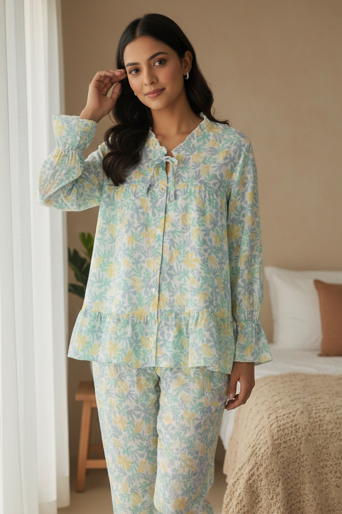 Mint breeze floral pj set