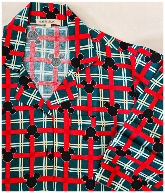 Warm checkered mickey pj set