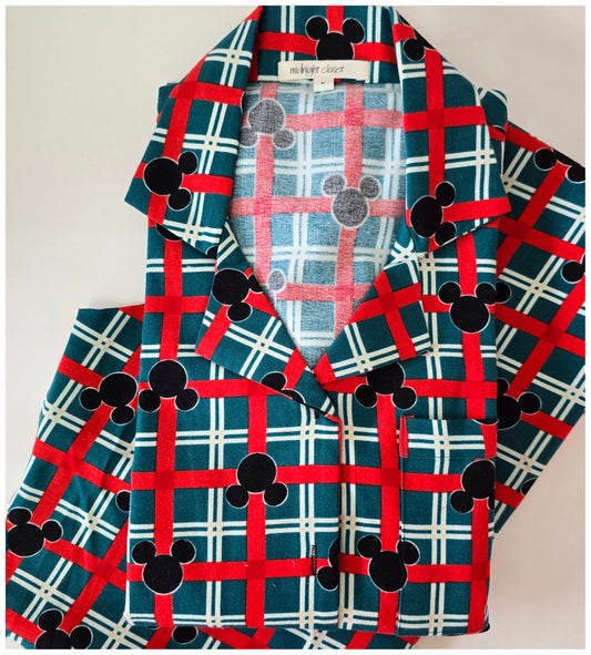 Warm checkered mickey pj set