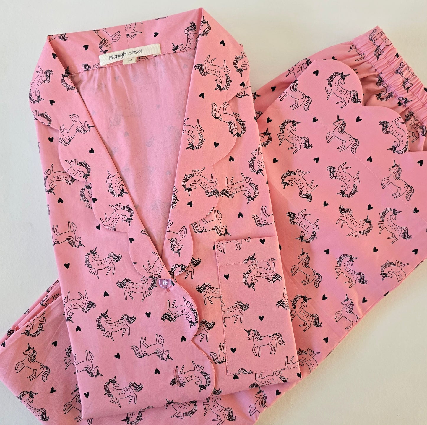 Unicorn scalloped pj set