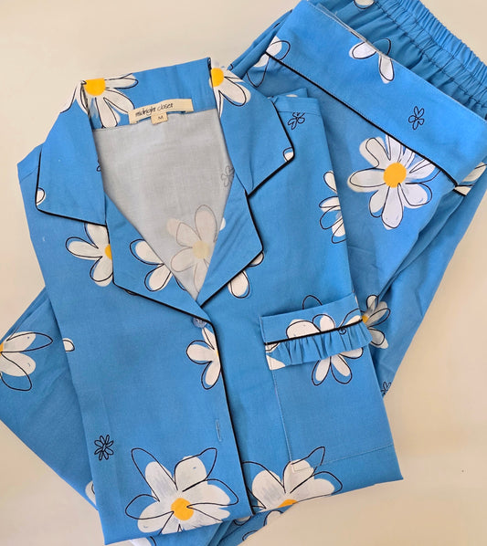 Blue daisy pj set