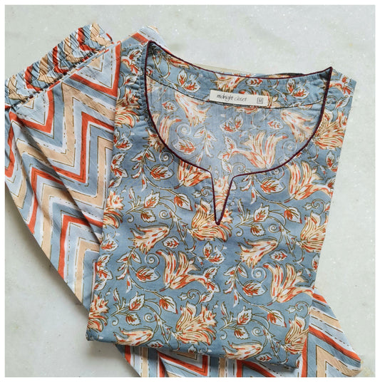 Grey orange co-ord loungewear set