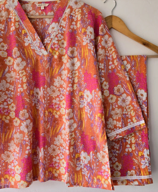 Orange floral loungewear set