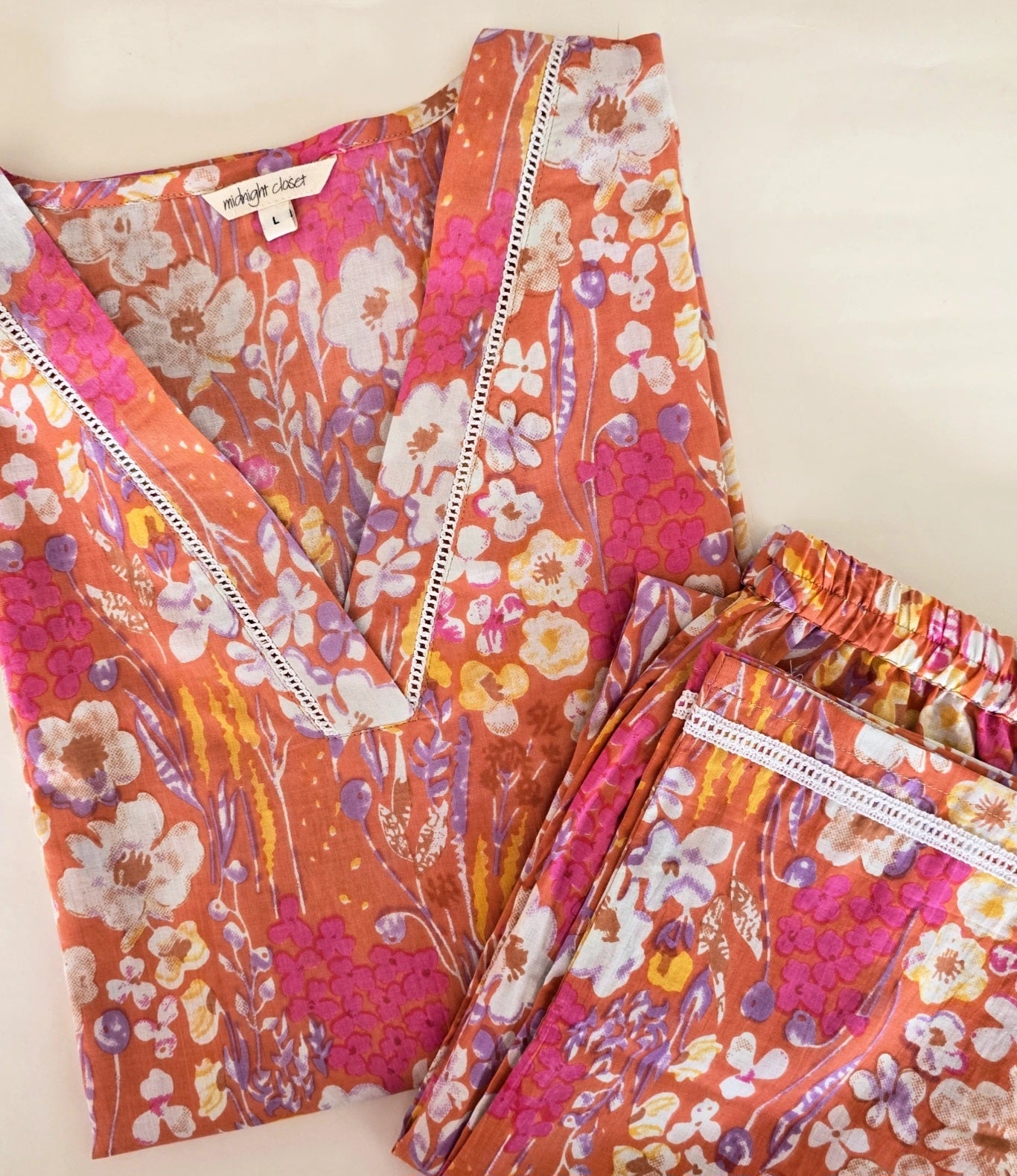 Orange floral loungewear set