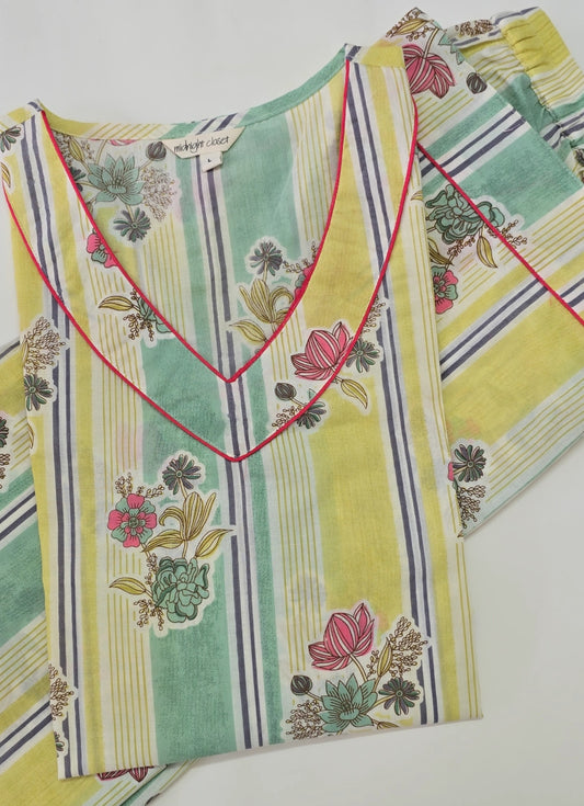 Stripe bloom loungewear set
