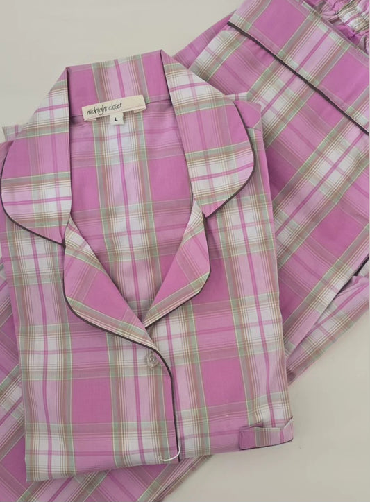 Pink plaid pj set