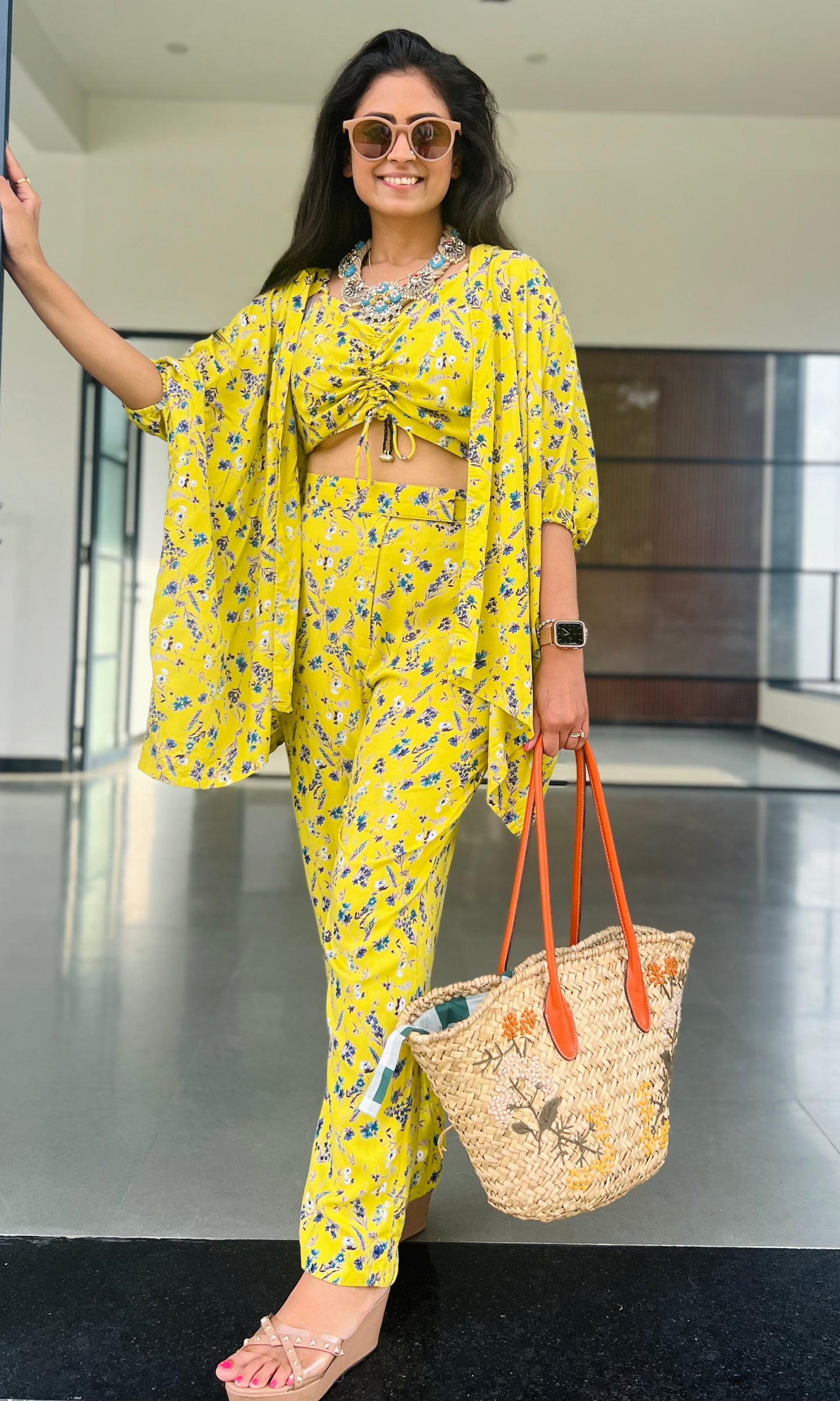 Yellow floral 3pc co-ord set
