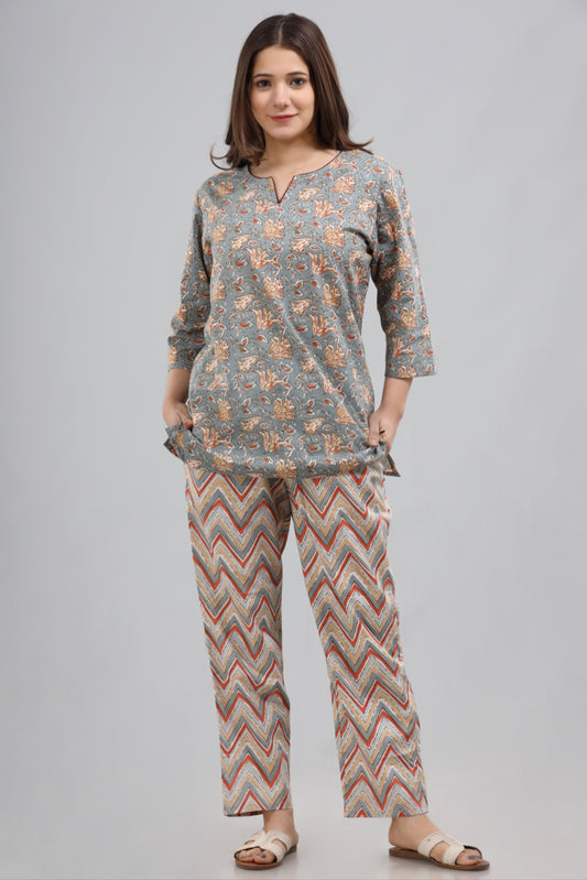 Grey orange co-ord loungewear set