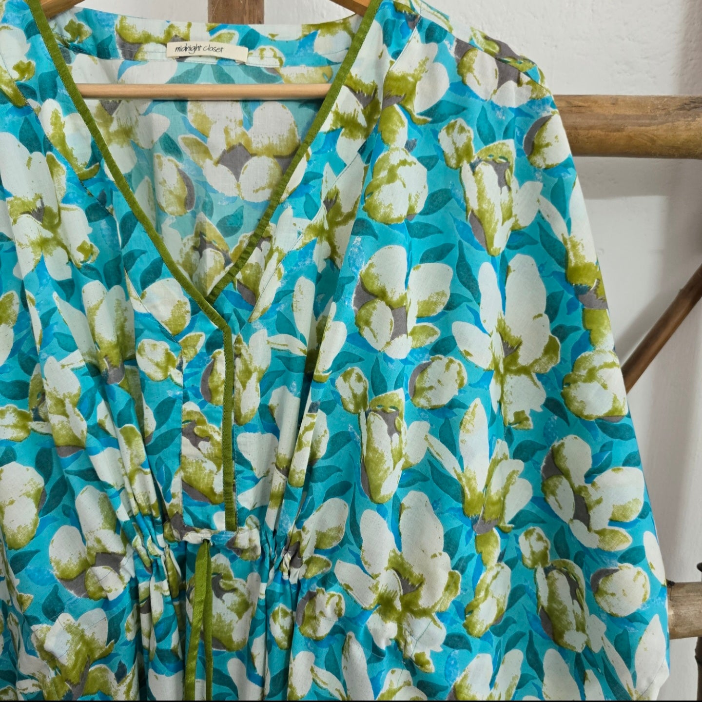 Blue green floral kaftan