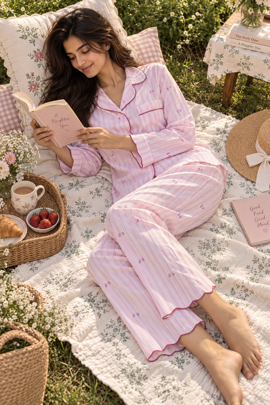 Berry striped pj set