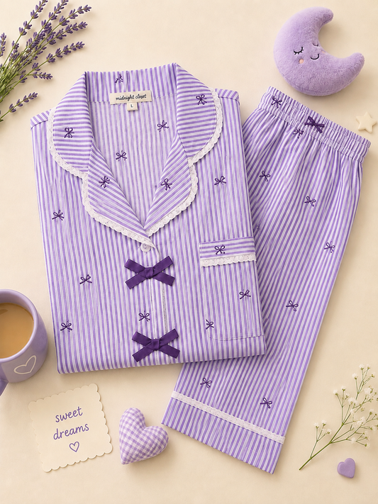 Purple bow affair pj set