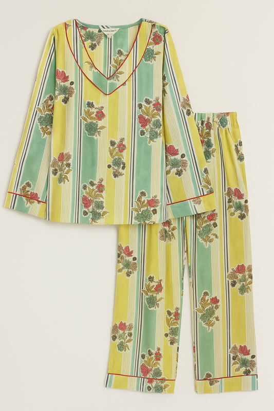 Stripe bloom loungewear set