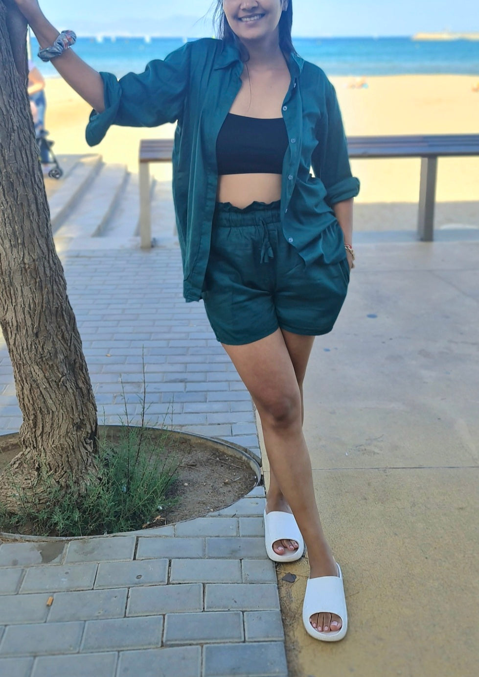 Emerald green resort wear short set