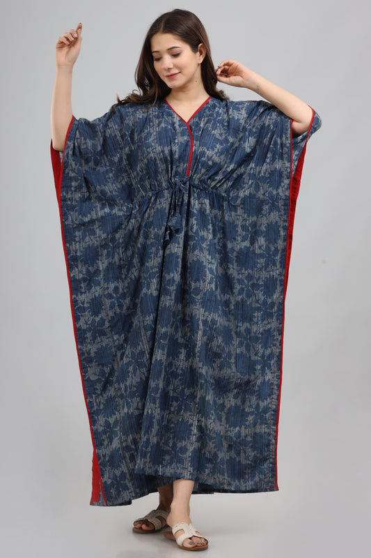 Blue bagru print kaftan