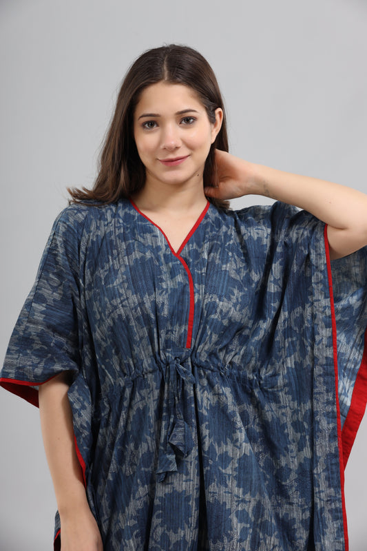 Blue bagru print kaftan